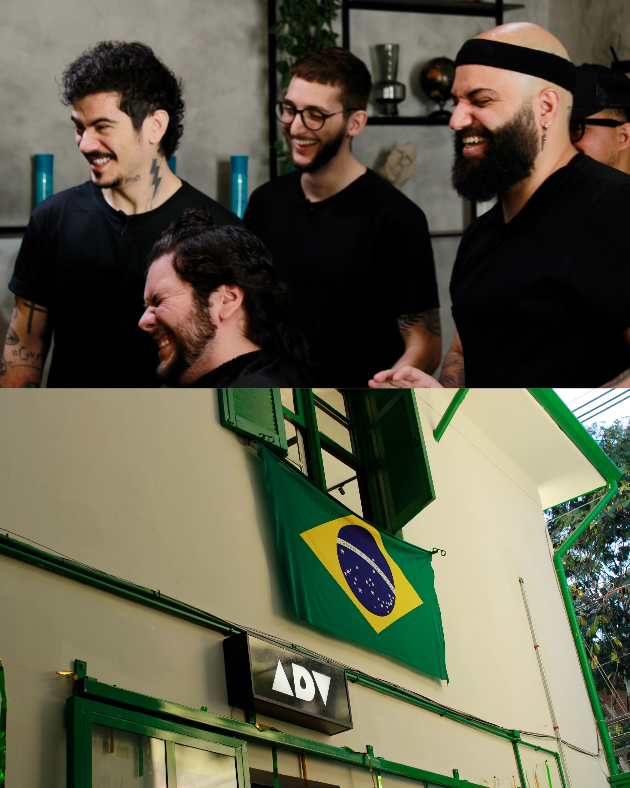 Resenha na cadeira de barbeiro e fachada da ADV