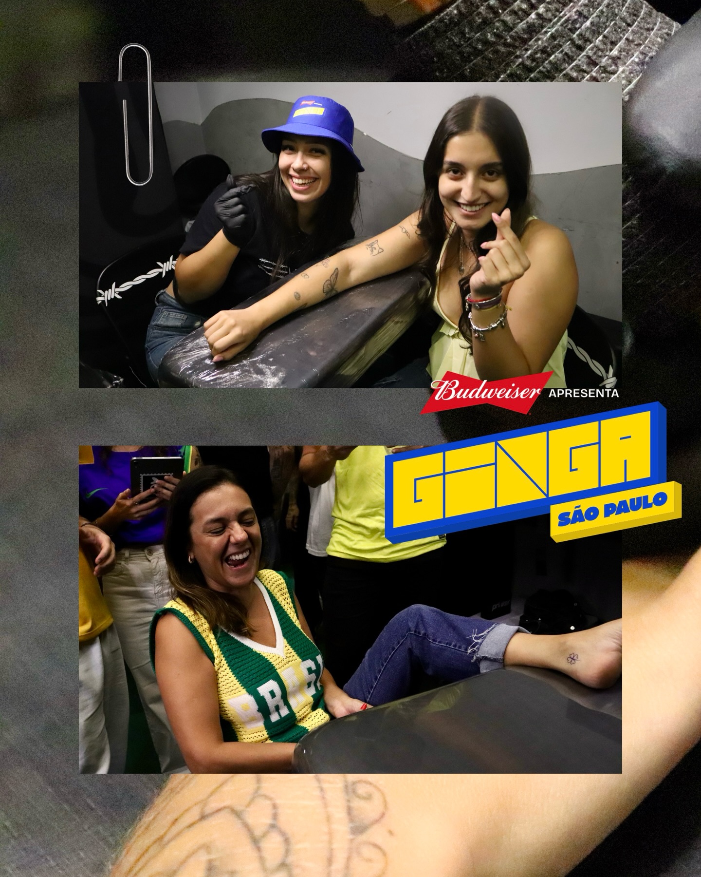 Artistas e participantes na estação de tattoo do Ginga São Paulo