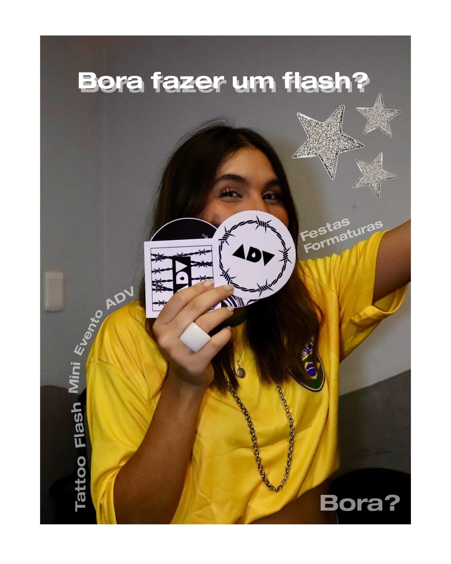 Registro do carrossel ADV convidando para flash tattoo em festas e formaturas